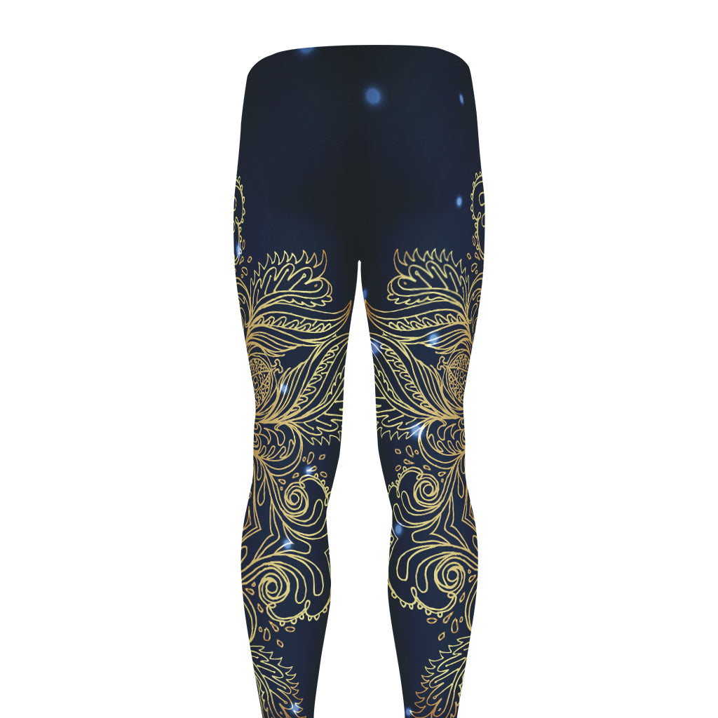 Gold Yin Yang Mandala Print Men's leggings