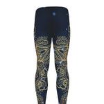 Gold Yin Yang Mandala Print Men's leggings