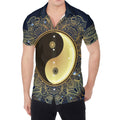 Gold Yin Yang Mandala Print Men's Shirt