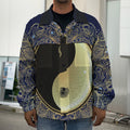 Gold Yin Yang Mandala Print Men's Shirt Jacket