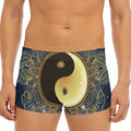 Gold Yin Yang Mandala Print Men's Short Boxer Briefs