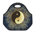 Gold Yin Yang Mandala Print Neoprene Lunch Bag