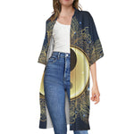 Gold Yin Yang Mandala Print Open Front Beach Cover Up