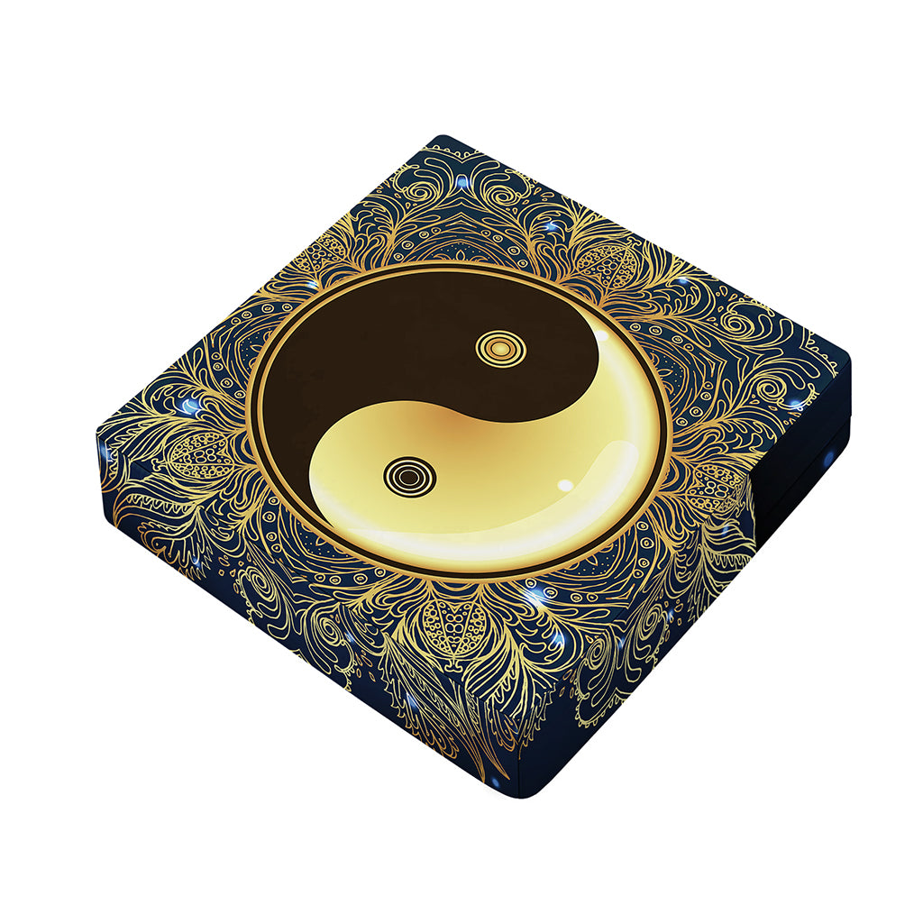 Gold Yin Yang Mandala Print Outdoor Seat Cushion Cover