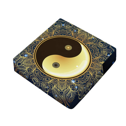 Gold Yin Yang Mandala Print Outdoor Seat Cushion Cover