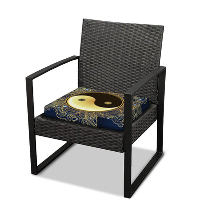 Gold Yin Yang Mandala Print Outdoor Seat Cushion Cover
