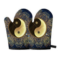 Gold Yin Yang Mandala Print Oven Mitts