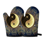 Gold Yin Yang Mandala Print Oven Mitts