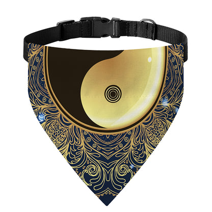 Gold Yin Yang Mandala Print Over The Collar Dog Bandana
