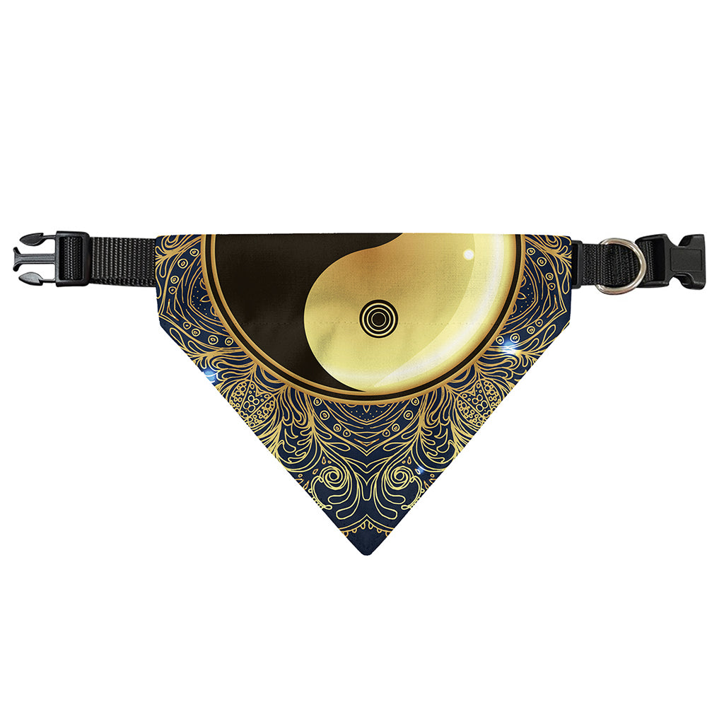 Gold Yin Yang Mandala Print Over The Collar Dog Bandana