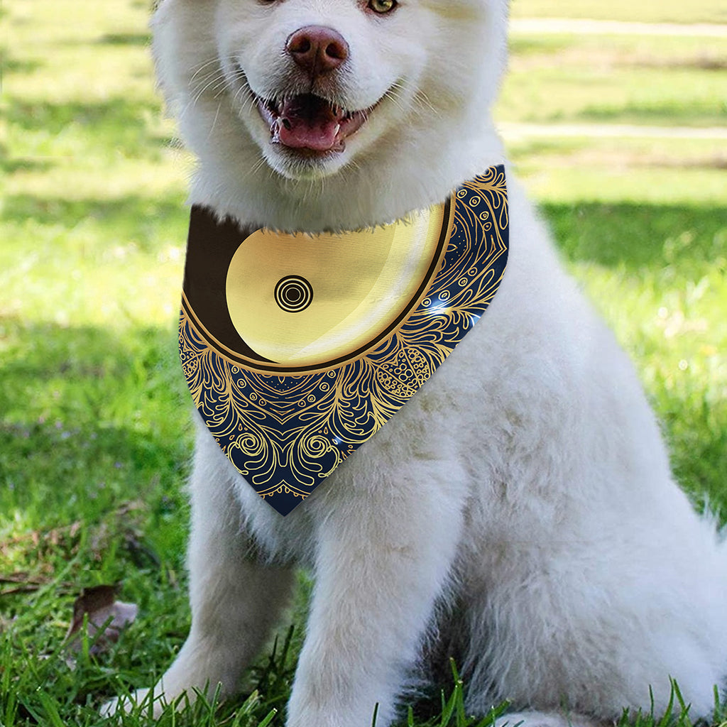 Gold Yin Yang Mandala Print Over The Collar Dog Bandana