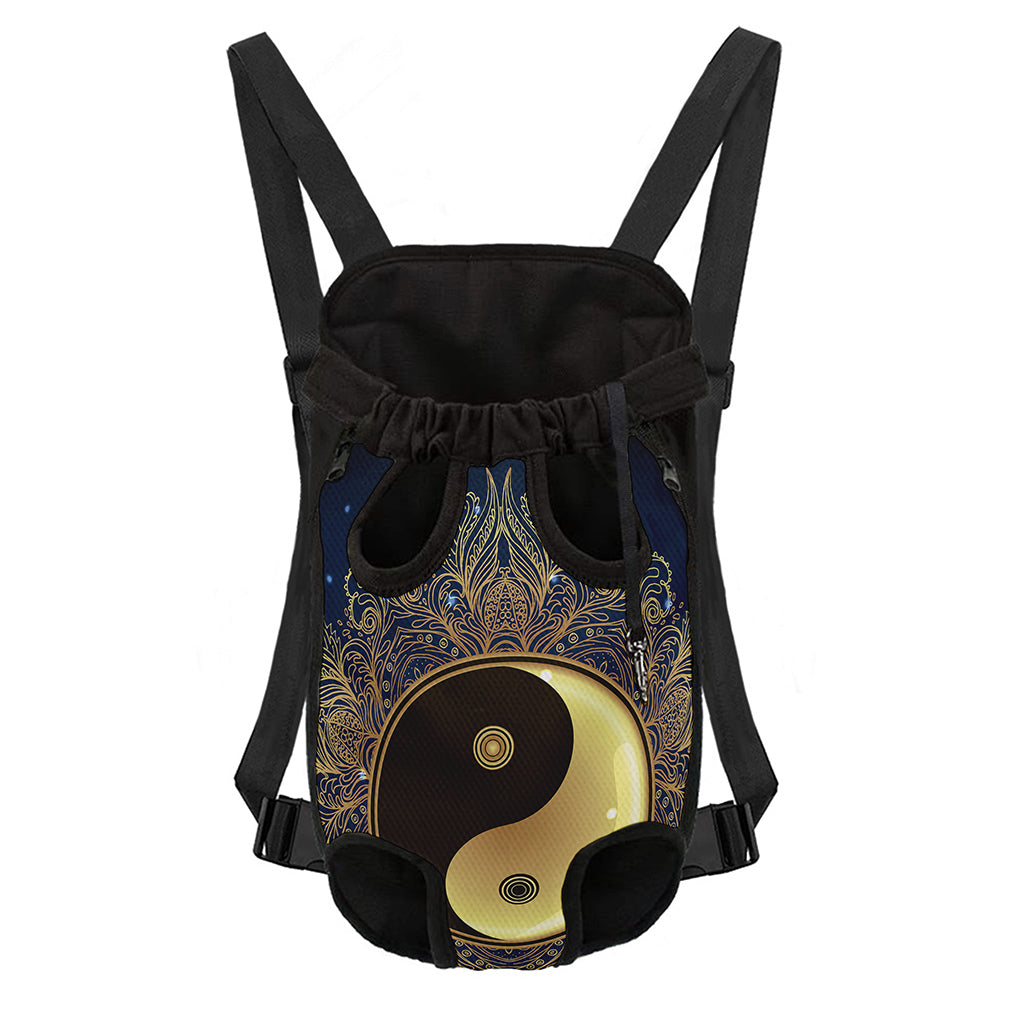 Gold Yin Yang Mandala Print Pet Carrier Backpack