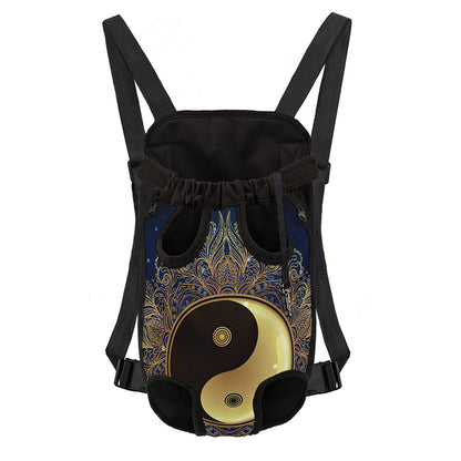 Gold Yin Yang Mandala Print Pet Carrier Backpack