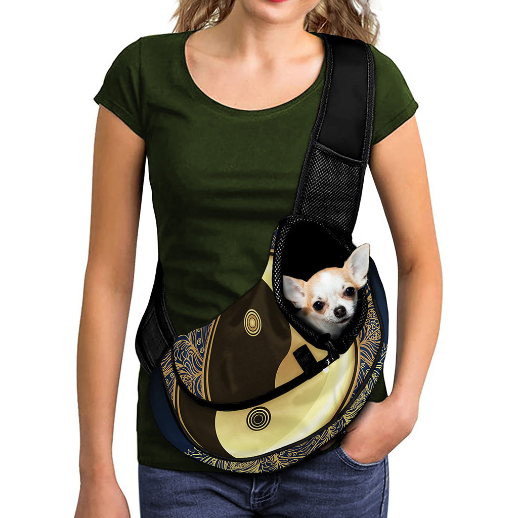 Gold Yin Yang Mandala Print Pet Sling Carrier