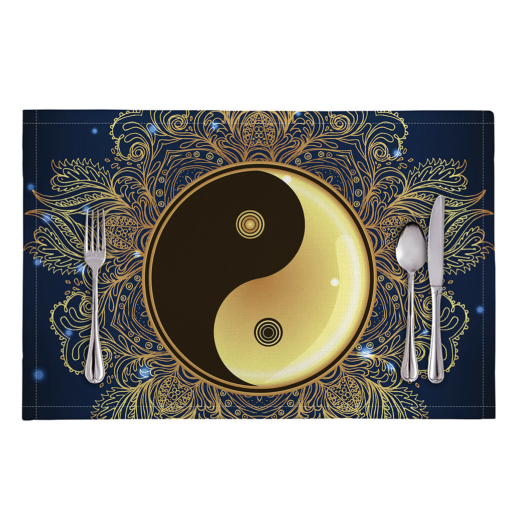 Gold Yin Yang Mandala Print Placemat