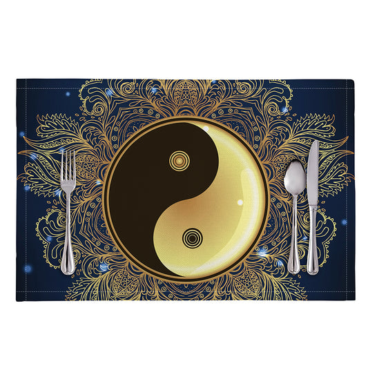 Gold Yin Yang Mandala Print Placemat