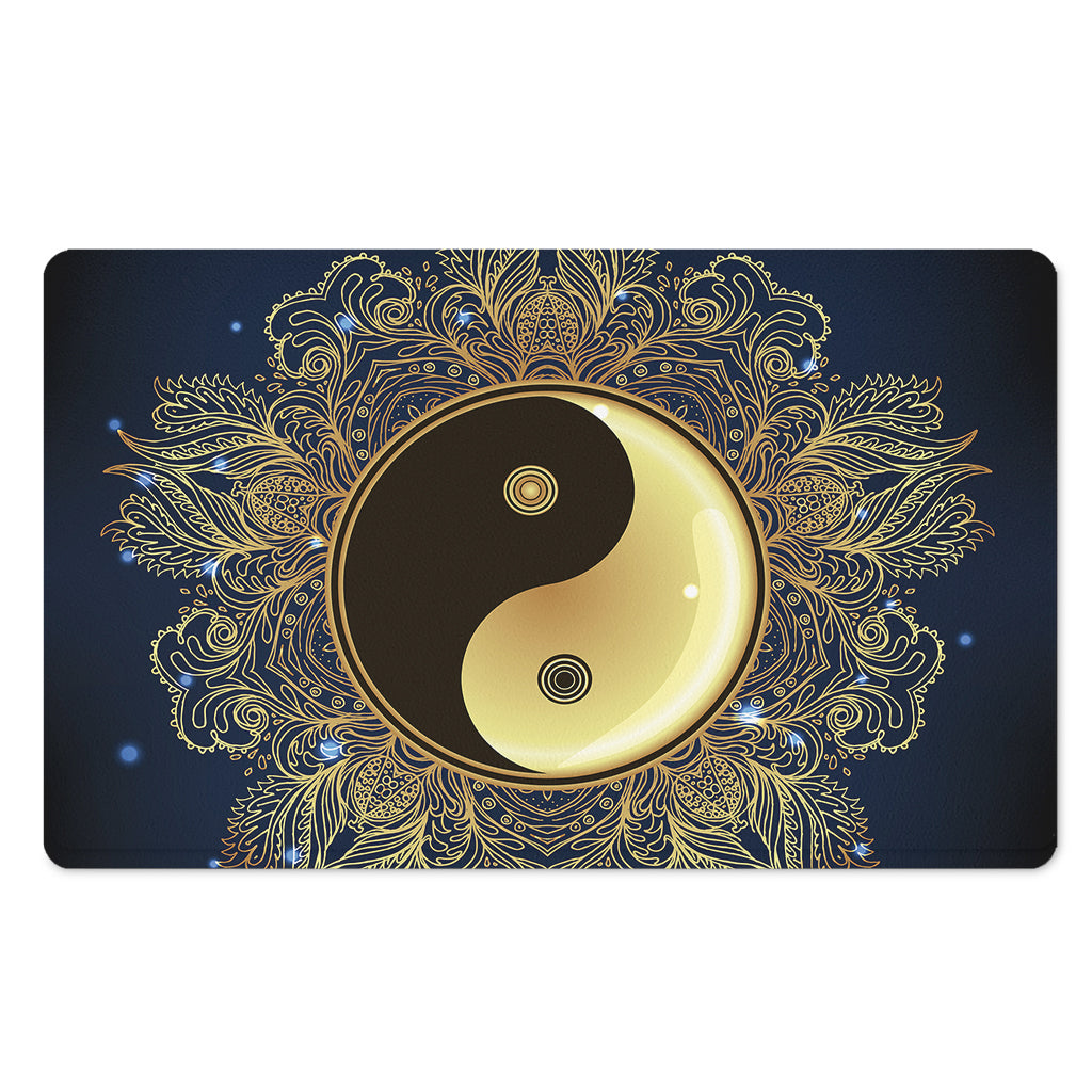 Gold Yin Yang Mandala Print Polyester Doormat