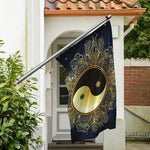 Gold Yin Yang Mandala Print Polyester Flag