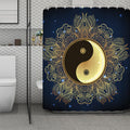Gold Yin Yang Mandala Print Polyester Shower Curtain