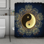 Gold Yin Yang Mandala Print Polyester Shower Curtain