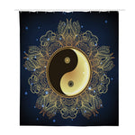 Gold Yin Yang Mandala Print Polyester Shower Curtain