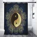 Gold Yin Yang Mandala Print Premium Shower Curtain