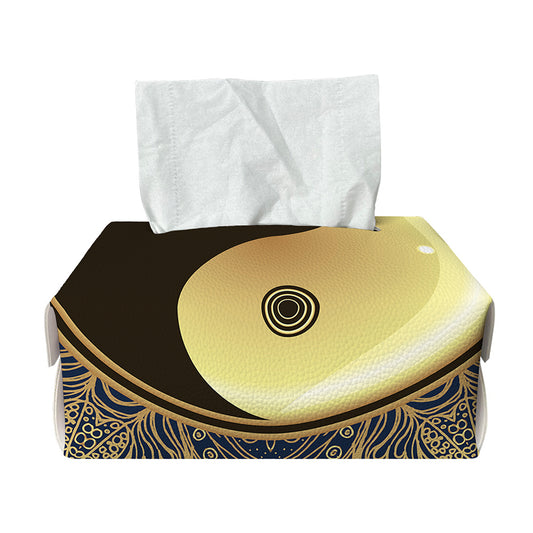 Gold Yin Yang Mandala Print Rectangle Tissue Box Cover