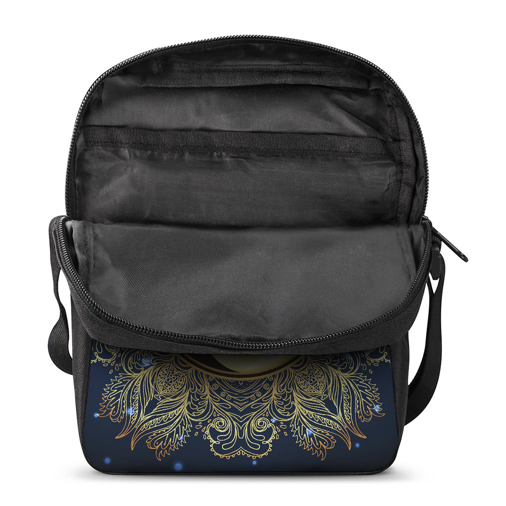 Gold Yin Yang Mandala Print Rectangular Crossbody Bag