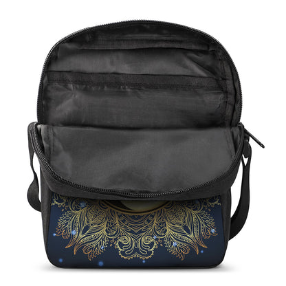 Gold Yin Yang Mandala Print Rectangular Crossbody Bag