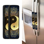 Gold Yin Yang Mandala Print Refrigerator Handle Covers