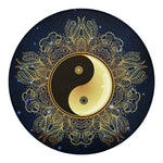 Gold Yin Yang Mandala Print Round Blanket