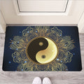 Gold Yin Yang Mandala Print Rubber Doormat