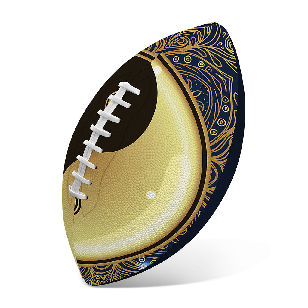 Gold Yin Yang Mandala Print Rugby Ball