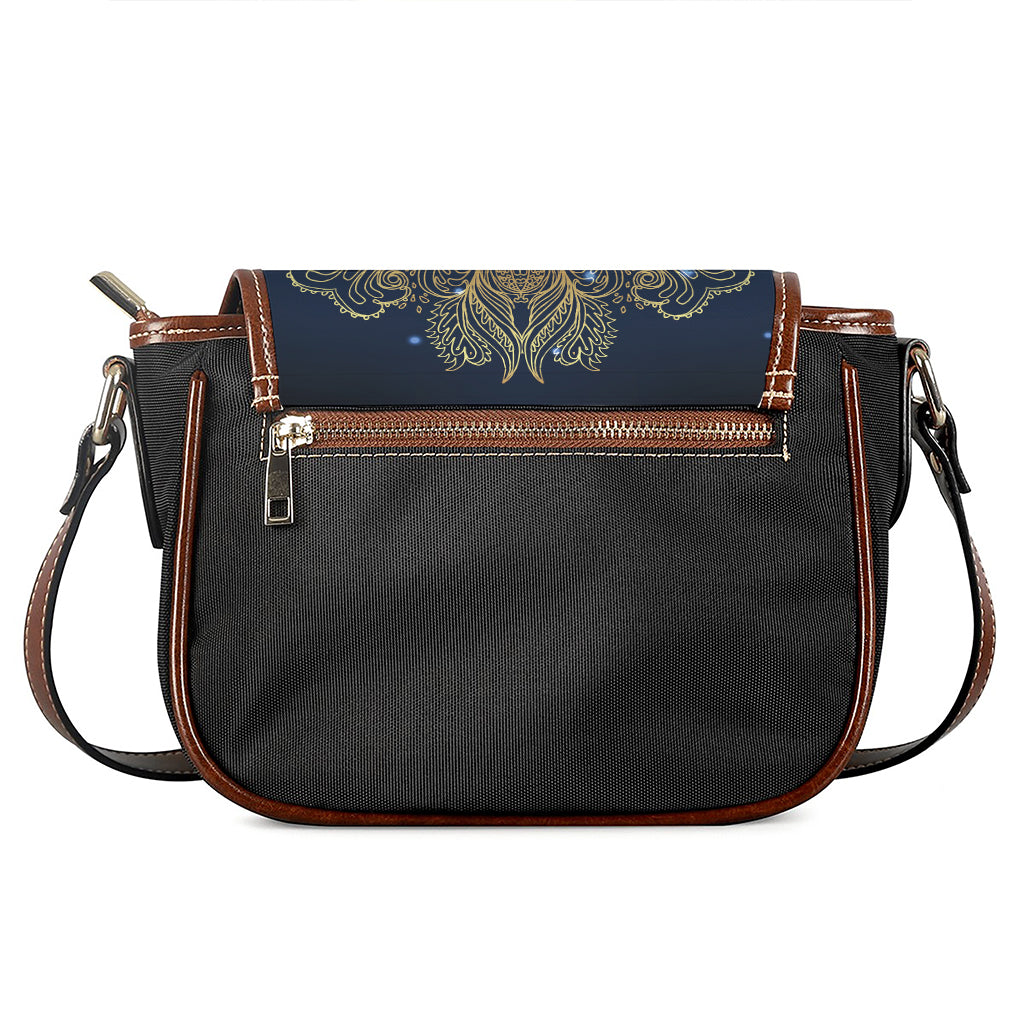 Gold Yin Yang Mandala Print Saddle Bag