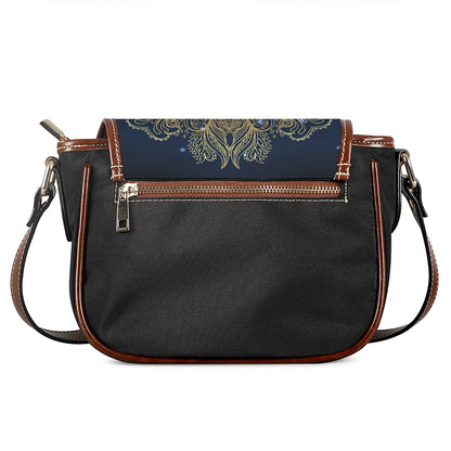 Gold Yin Yang Mandala Print Saddle Bag