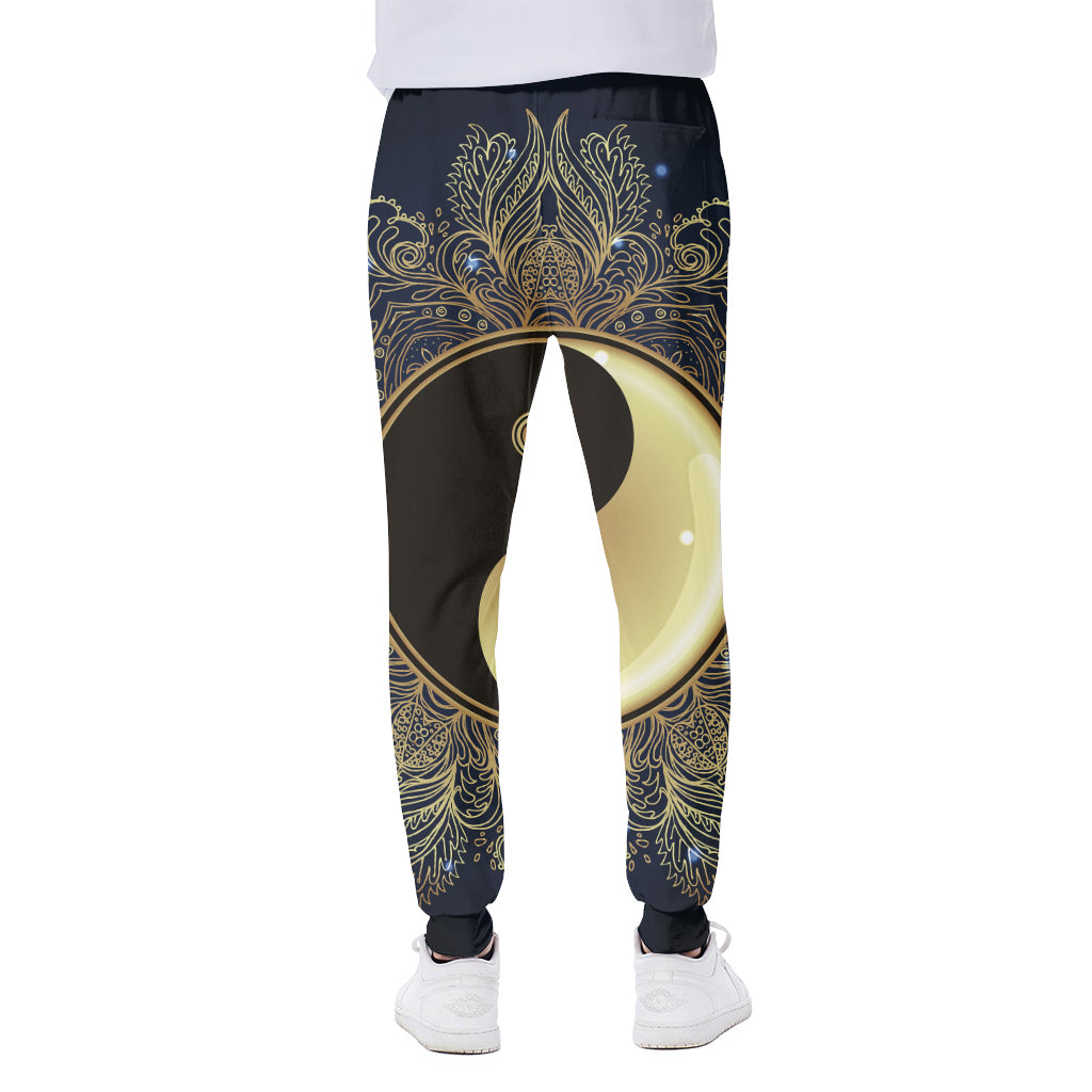 Gold Yin Yang Mandala Print Scuba Joggers