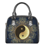 Gold Yin Yang Mandala Print Shoulder Handbag