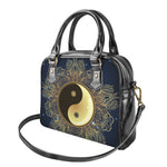Gold Yin Yang Mandala Print Shoulder Handbag