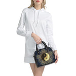 Gold Yin Yang Mandala Print Shoulder Handbag