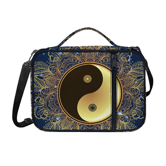 Gold Yin Yang Mandala Print Shoulder Strap Bible Bag