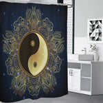 Gold Yin Yang Mandala Print Shower Curtain
