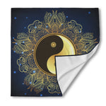 Gold Yin Yang Mandala Print Silk Bandana