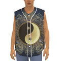 Gold Yin Yang Mandala Print Sleeveless Baseball Jersey