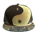 Gold Yin Yang Mandala Print Snapback Cap