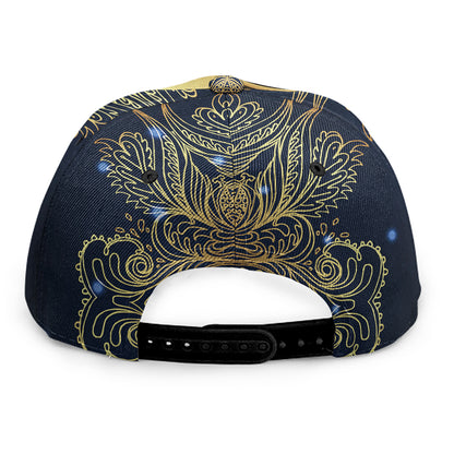 Gold Yin Yang Mandala Print Snapback Cap