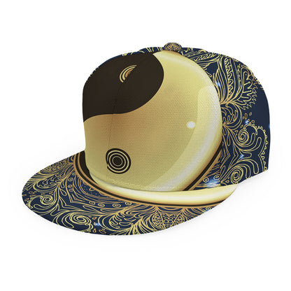 Gold Yin Yang Mandala Print Snapback Cap