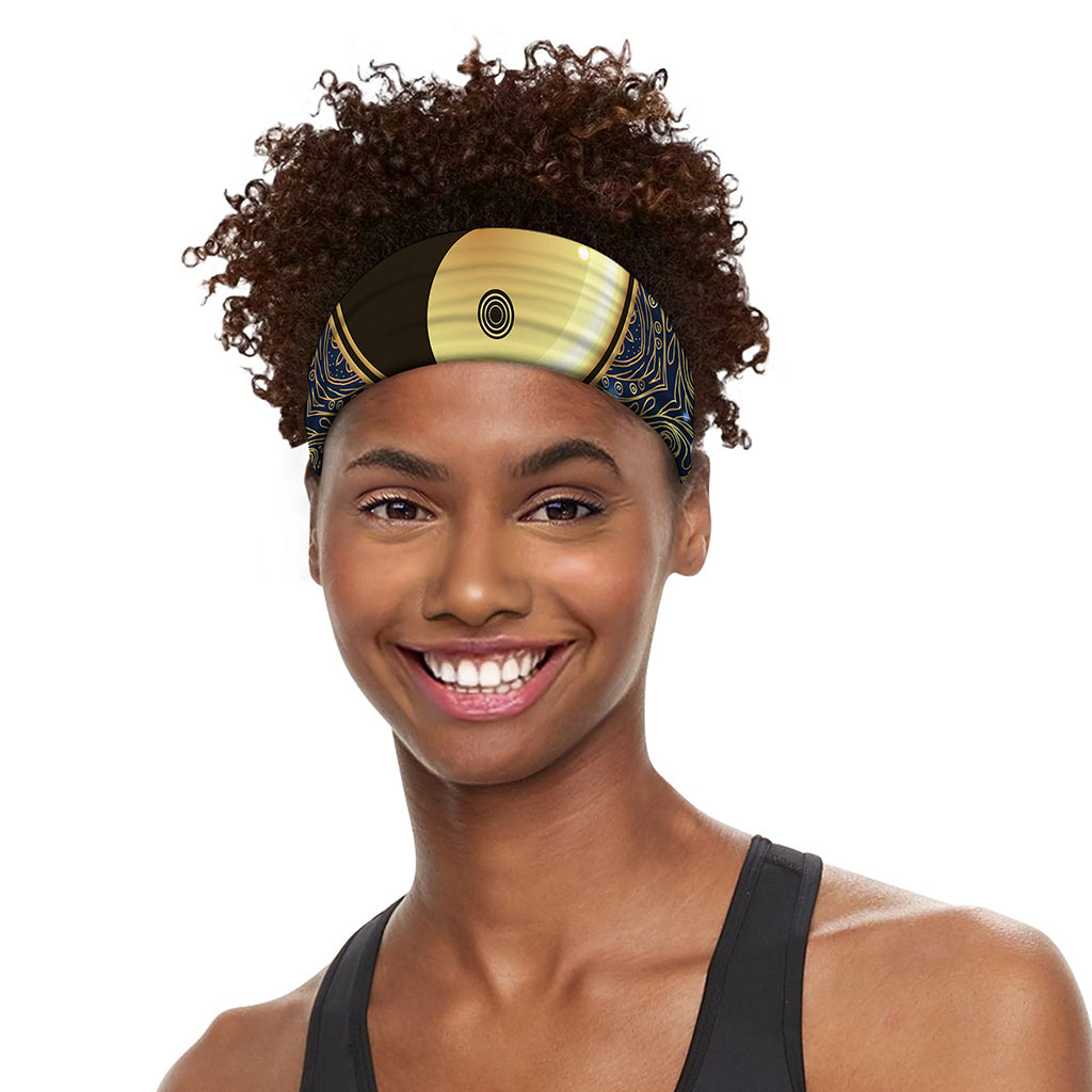 Gold Yin Yang Mandala Print Sports Headband
