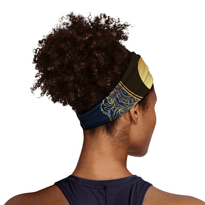 Gold Yin Yang Mandala Print Sports Headband