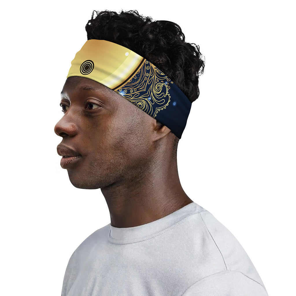Gold Yin Yang Mandala Print Sports Headband