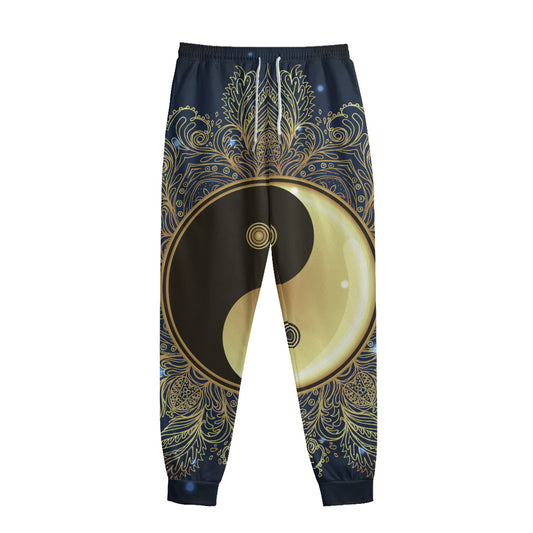 Gold Yin Yang Mandala Print Sweatpants